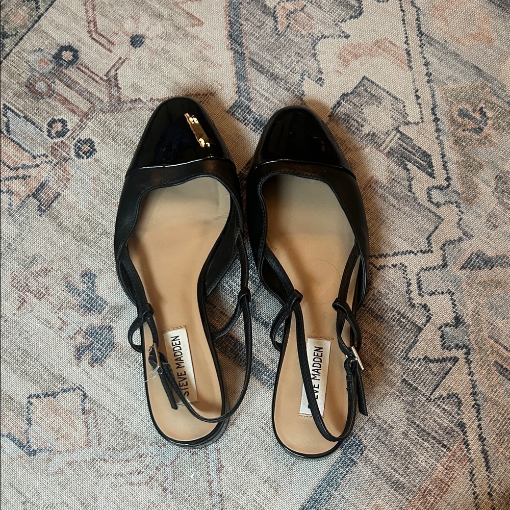 Steve Madden Black Patent Slingback Heels